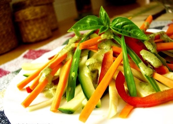 Recipe: Julienne salad with walnut pesto